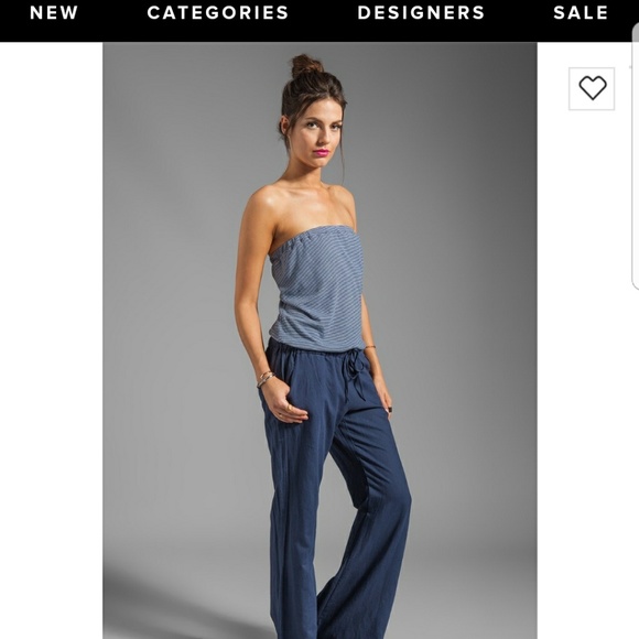 Splendid Pants - SPLENDID GREEN BREEZY STRIPE LINEN JUMPSUIT S